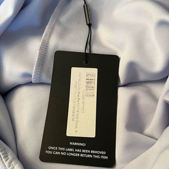 NWT- Pretty little thing Celinea Dusty Blue Bardot Frill Midi Dress - Picture 8 of 10